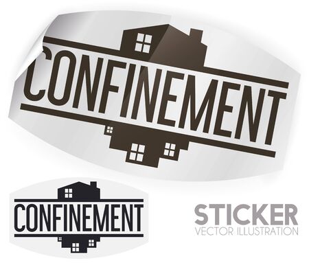 Sticker and sample design with house and apartment design, recommending at you to stay at home during pandemic season.のイラスト素材