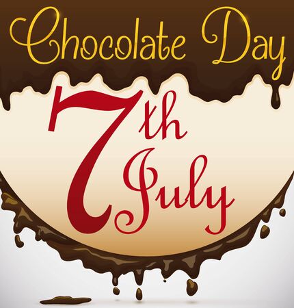 Poster with reminder date for Chocolate Day, written in a white chocolate and covered with dark chocolate.のイラスト素材