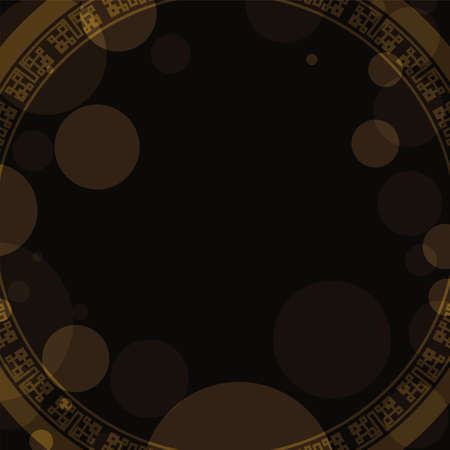 Template with a round Chinese pattern and bokeh effect in dark background.のイラスト素材