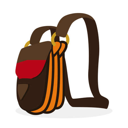 Traditional carriel bag -a Colombian satchel- with long handle in flat style, over white background.のイラスト素材