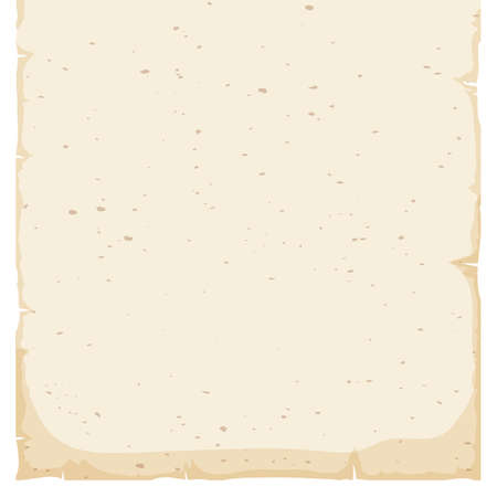 Ancient scroll with old texture, hanging from above in cartoon style, isolated over white background.のイラスト素材