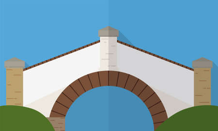 Illustration of the Colombian Bridge of Boyaca monument in flat style and long shadow.のイラスト素材