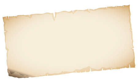 Isolated old scroll strip with a burned corner, over white background.のイラスト素材