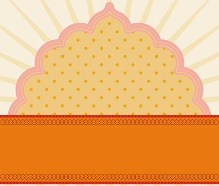 Abstract background template design with round shaped sign, flower pattern and label.のイラスト素材