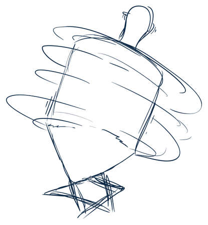 Drawing of a spinning dreidel -or teetotum- over David's Star for Hanukkah season.のイラスト素材
