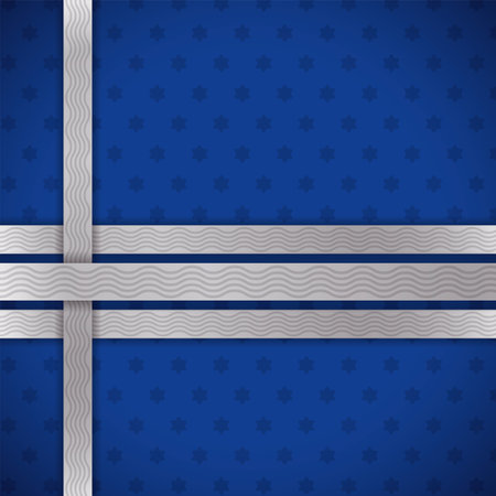 Decorative silver ribbons over blue paper with pattern of David's stars.のイラスト素材