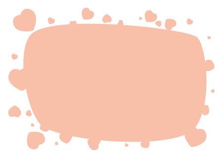 Pink speech bubble or sign template with empty space and tiny heart silhouettes around it.のイラスト素材