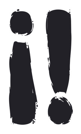 Exclamation marks, one inverted, for advice or warning. Design in brushstroke or graffiti style.のイラスト素材