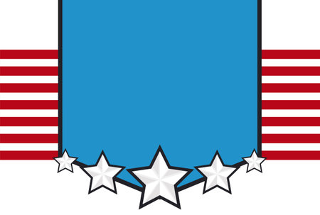 American template resembling national flag: stars, blue ribbon, red and white stripes.のイラスト素材