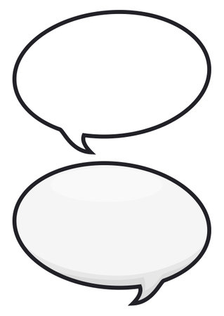Set of templates with two floating speech bubbles in outline and another in cartoon style, with empty space ready to use it.のイラスト素材