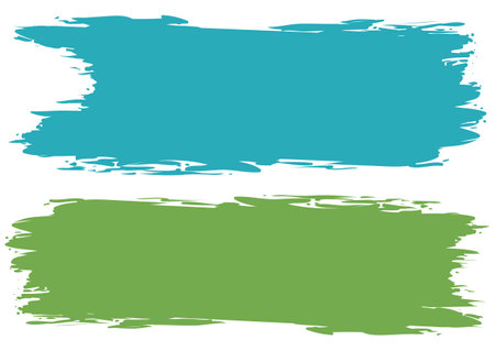 Template labels in brushstroke style: one in aquamarine and other in light green colored.のイラスト素材