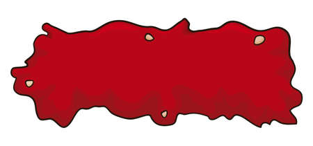 Template red sign like ketchup sauce with some tomato seeds, over white background.のイラスト素材
