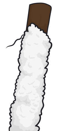 Isolated wool skein in a wooden stick or spindle over white background.のイラスト素材