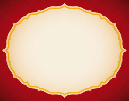 Design with empty elegant label with frame ready to put texts on it over red background.のイラスト素材
