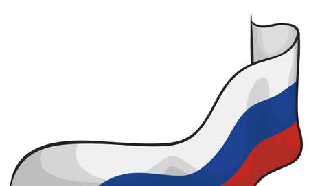 Ribbon descending from a line in the right to the bottom side waving like Russian flag.のイラスト素材