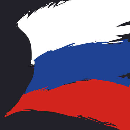 Design of Russian tricolor flag painted in brushstroke style, over black background.のイラスト素材