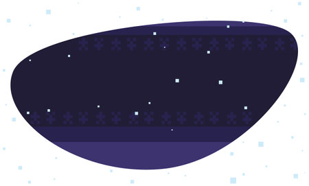 Template with irregular shape, with pixel art scene like a blizzard with snowflake pixels.のイラスト素材