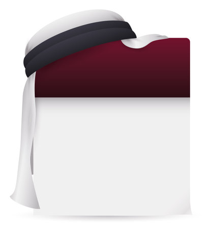Traditional white keffiyeh on the top of empty calendar template. Design in gradient effect over white background.のイラスト素材