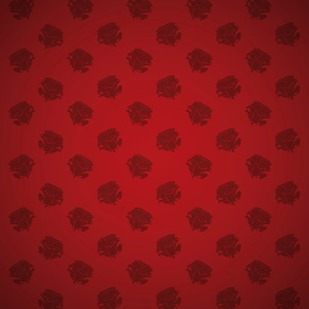Red background in gradient effect, decorated with dark silhouette pattern of roses.のイラスト素材