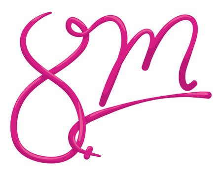 Pink design with number eight, letter M and female symbol for Women's Day this 8th March.のイラスト素材
