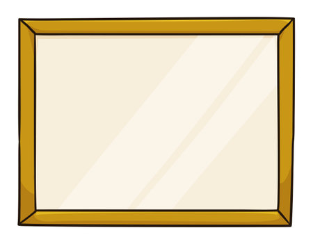 Template with picture frame for diploma, photo or message with golden borders. Design in cartoon style over white background.のイラスト素材