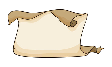 Template design in cartoon style with unrolled scroll on white background.のイラスト素材