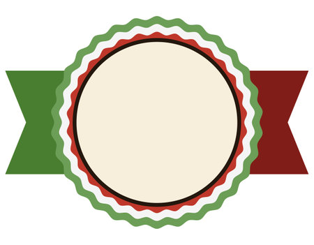Round button and labels with Mexican colors. Template in flat style on white background.のイラスト素材