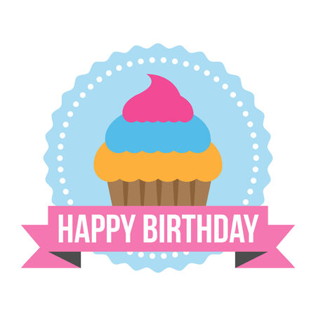 Happy Birthday Round Zig Zag Tagのイラスト素材