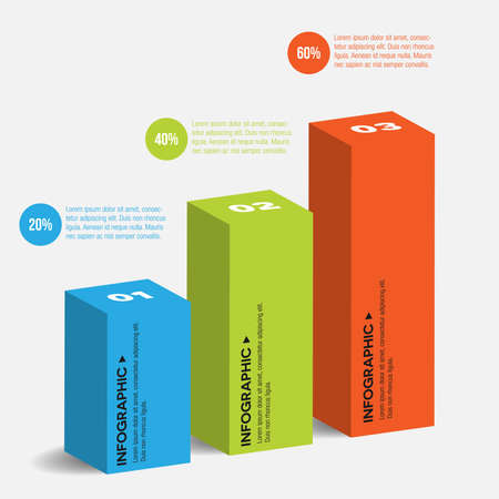 3D Perspective Simple Colorful Infographic Graphのイラスト素材