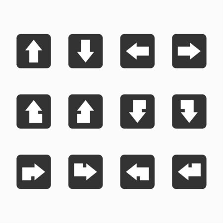 12 Flat Rectangle Arrow Vectorのイラスト素材