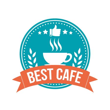 Best Cafe Round Banner Badgeのイラスト素材