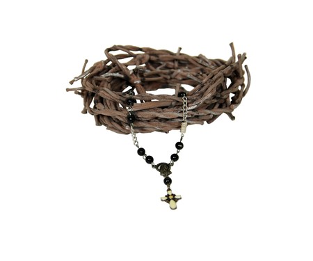 Crown of thorns and rosary beads used for prayer in the Cathoic faith Crown of thorns and rosary beads used for prayer in the Cathoic faith