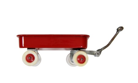 Little red wagon brings back memories of childhoodの写真素材