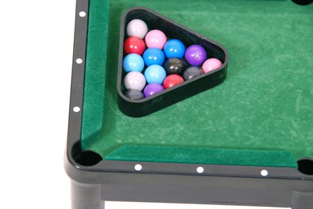 Pool balls racked and ready for a game as a great relaxating after hours sport with friends
