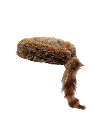 Rustic Boone head cap with brown fur with white tips and tailの写真素材