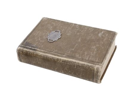 Well loved antique book with worn cover の写真素材