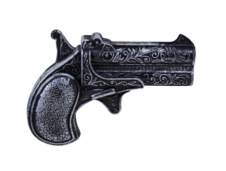 Small black toy pistol gun with silver highlights