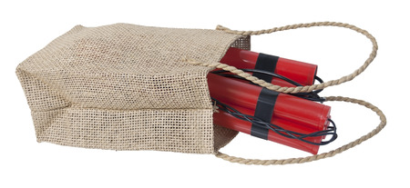 Dynamite in a Burlap bag made out of rough material - path included