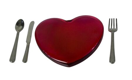 Red glass heart with silverware - path included