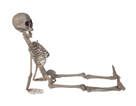 The skeleton leaning back on his hands - path includedの写真素材