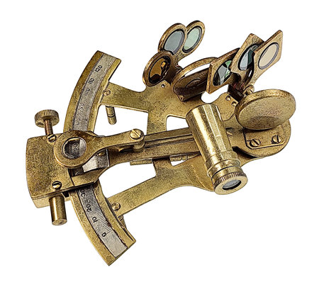 A brass sextant to navigate out in the seaの写真素材