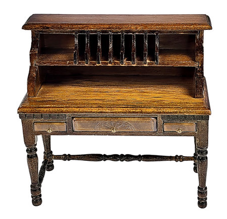 Formal Wooden Desk with drawers and pigeon holesの写真素材