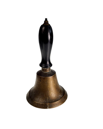 A vintage antique cracked brass school bellの写真素材