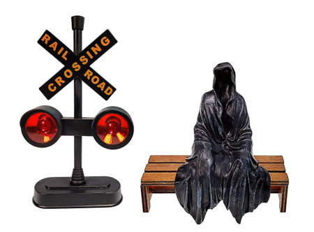 Railroad crossing signal light to warn others about a crossing train
