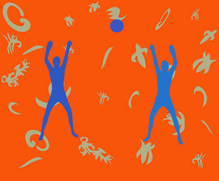 Two men play with ball のイラスト素材