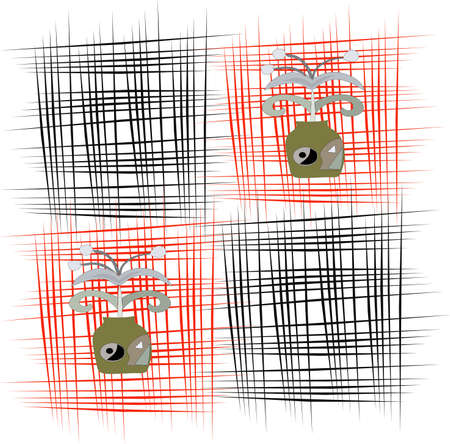 Fabrics with flower in potのイラスト素材