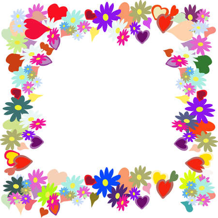 Frame With Heart And Flowerのイラスト素材