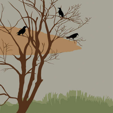 Background with a landscape,illustrationのイラスト素材