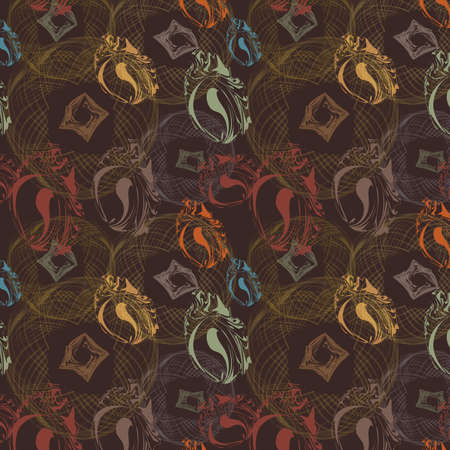 Seamless background with ensemble elements, illustration