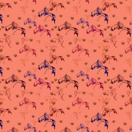 Seamless background with butterfly and other elements, vector, illustrationのイラスト素材